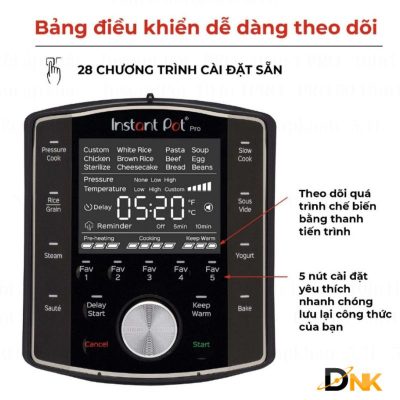 Bảng Điều Khiển 28 Chương Trình Nấu Instant Pot Pro 10 In 1