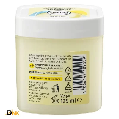 Thành Phần Và Thông Tin Mặt Sau Balea Vaseline 125Ml Sản Xuất Tại Đức