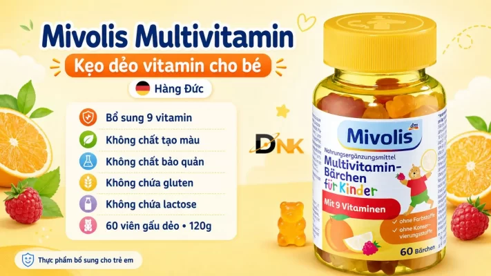 Kẹo Gấu Vitamin Mivolis Multivitamin Bärchen Cho Bé 60 Viên – Hàng Đức 2 Mivolis Multivitamin Bärchen Cho Bé 60 Viên Hàng Đức Bổ Sung 9 Vitamin