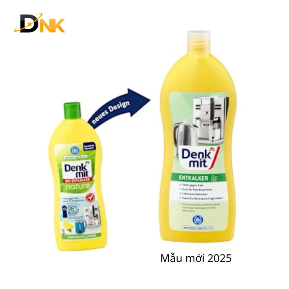 Dung Dịch Tẩy Cặn Vôi Denkmit Entkalker 250Ml Cho Máy Pha Cà Phê, Ấm Đun Nước 5 Hai Kiểu Bao Bì Denkmit Entkalker Với Nắp Xanh Và Nắp Trong