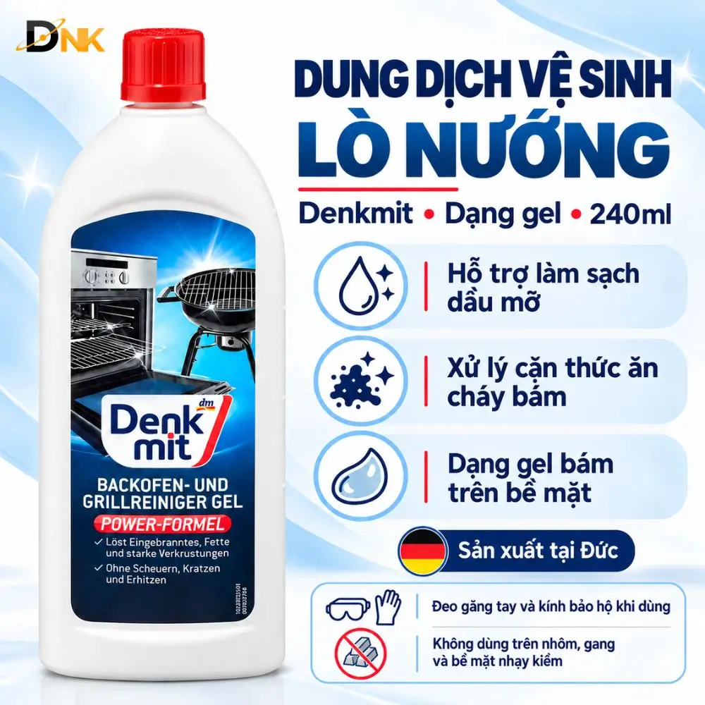 Dung Dịch Vệ Sinh Lò Nướng Denkmit 240Ml Dạng Gel 1 Dung Dịch Vệ Sinh Lò Nướng Denkmit 240Ml Với Tính Năng Làm Sạch Dầu Mỡ Và Cặn Cháy Bám