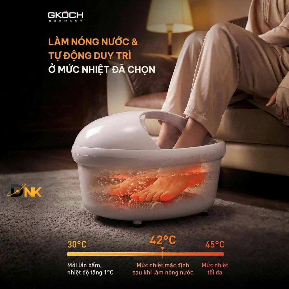 Bồn Ngâm Chân Massage Gköch Ss-606D 7 Lít, 450W 8 Sáu Con Lăn Massage Tháo Rời Bên Trong Bồn Ngâm Chân Gköch Ss-606D.