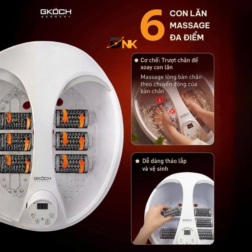 Bồn Ngâm Chân Massage Gköch Ss-606D 7 Lít, 450W 6 Người Phụ Nữ Ngồi Trên Ghế Và Ngâm Chân Với Bồn Massage Gköch Ss-606D.