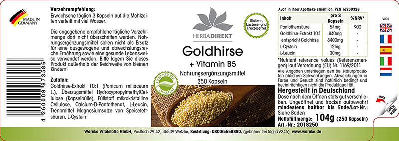 Thành Phần Của Viên Kê Vàng Warnke Goldhirse + Vitamin B5