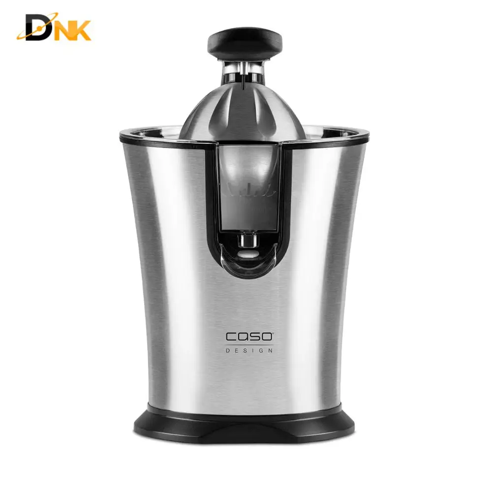 Máy Vắt Cam Caso Cp 330 Pro Nhìn Từ Phía Trước Mặt Trước Máy Vắt Cam Caso Cp 330 Pro Với Thân Inox Và Cần Ép Hạ Xuống.