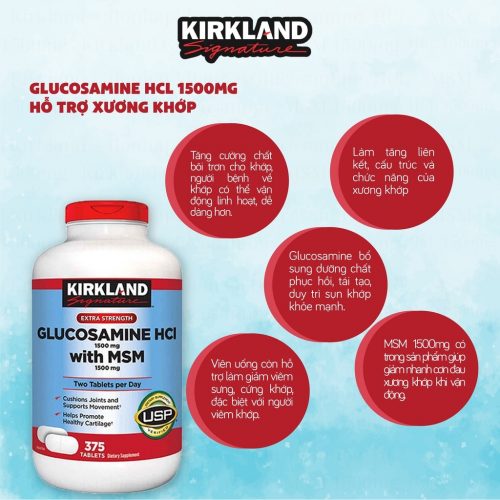 Kirkland Glucosamine Hcl 1500Mg With Msm 1500Mg Hop 375 Vien 13