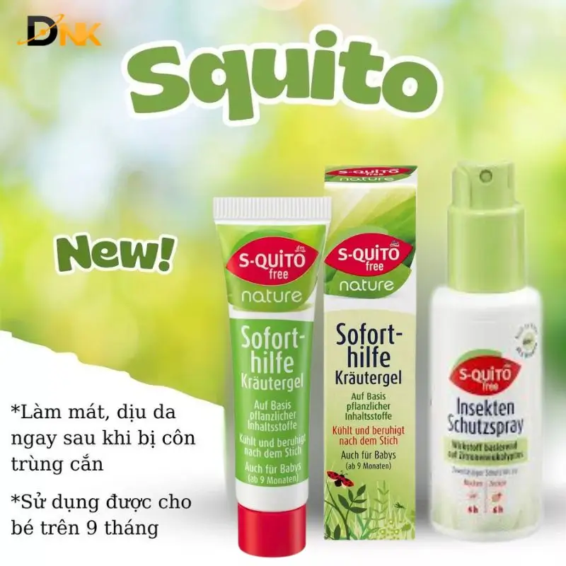 Gel Làm Dịu Vết Côn Trùng Cắn S-Quito Nature Gel S-Quito Free Nature Làm Dịu Vết Muỗi Đốt Cho Bé Trên 9 Tháng