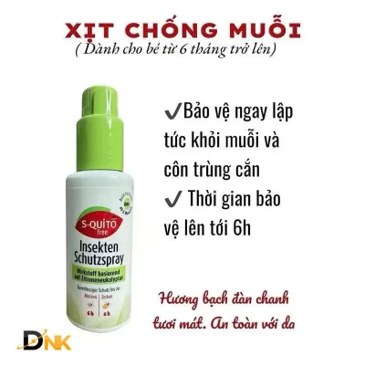 Chống Muỗi Hiệu Quả Với S-Quito Free Xịt Chống Muỗi Đức Cho Bé Và Người Lớn 2 Xịt Chống Muỗi S-Quito Free Hương Bạch Đàn Chanh, Bảo Vệ 6 Giờ