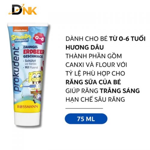 Tuýp Kem Đánh Răng Prokudent Spongebob Vị Dâu Tây Cho Bé Từ 0 Đến 6 Tuổi Của Đức