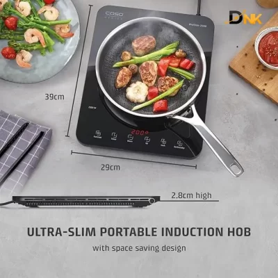 Bếp Từ Đơn Caso Proslim 2000 – Siêu Mỏng, 2000W, Cảm Ứng 2 Bếp Từ Caso Proslim 2000 Kích Thước 29X39 Cm, Dày Chỉ 2.8 Cm