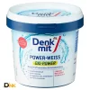 Ảnh Mặt Trước Hộp Bột Tẩy Denkmit Power-Weiss Oxi Power 750G Với Nắp Trắng Và Viền Xanh Đậm, Chuyên Dùng Cho Các Loại Vải Trắng Phù Hợp. Denkmit Power-Weiss Oxi Power 750G Chuyên Dùng Cho Quần Áo Trắng