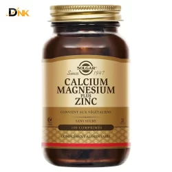 Canxi Magie Kẽm Solgar 100 viên, mặt trước chai nhãn tiếng Pháp.