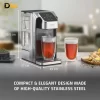 Máy Caso Hw 770 Advanced Đặt Cạnh Hai Cốc Đồ Uống, Có Ghi Kích Thước Để Người Mua Tham Khảo Không Gian Bố Trí Trên Bàn. Kích Thước Caso Hw 770 Advanced Rộng 15 Cm, Cao 30,5 Cm Và Sâu 27 Cm.
