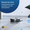 Hình Robot Đang Vệ Sinh Sàn, Kết Hợp Các Biểu Tượng Hoa Xanh Và Thông Tin Giới Thiệu Mùi Hương Wild Bluebell Của Sản Phẩm. Robot Deebot Trên Sàn Với Hình Hoa Xanh Minh Họa Hương Wild Bluebell.