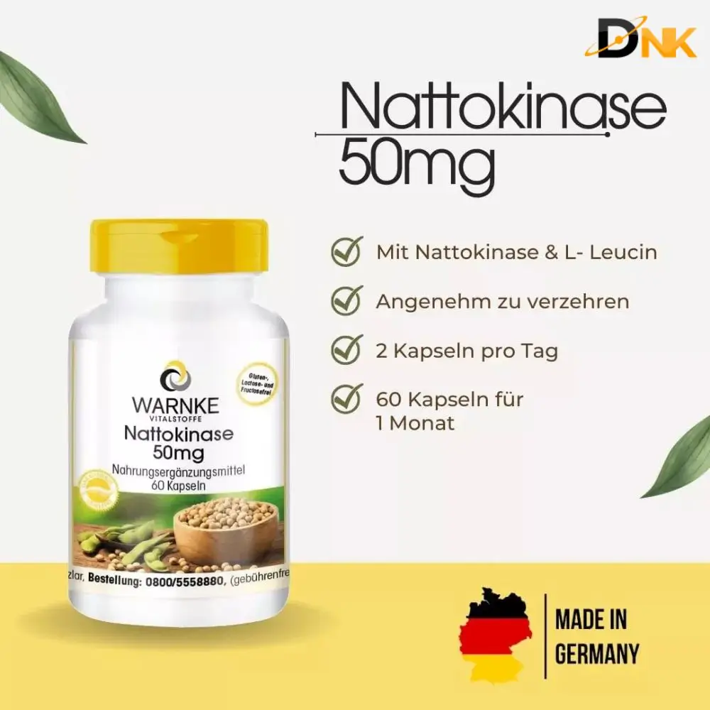 Thông Tin Sử Dụng Warnke Nattokinase 50Mg Hình Giới Thiệu Warnke Nattokinase 50Mg Có L-Leucine Và Hướng Dẫn 2 Viên Mỗi Ngày